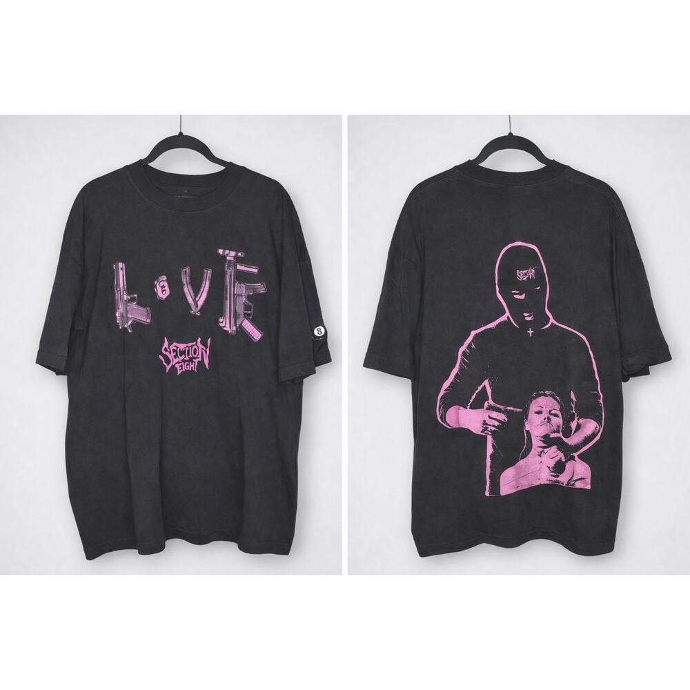 Section Eight Pistol Toxic Love Graphic Tee Black Pink Men's Large